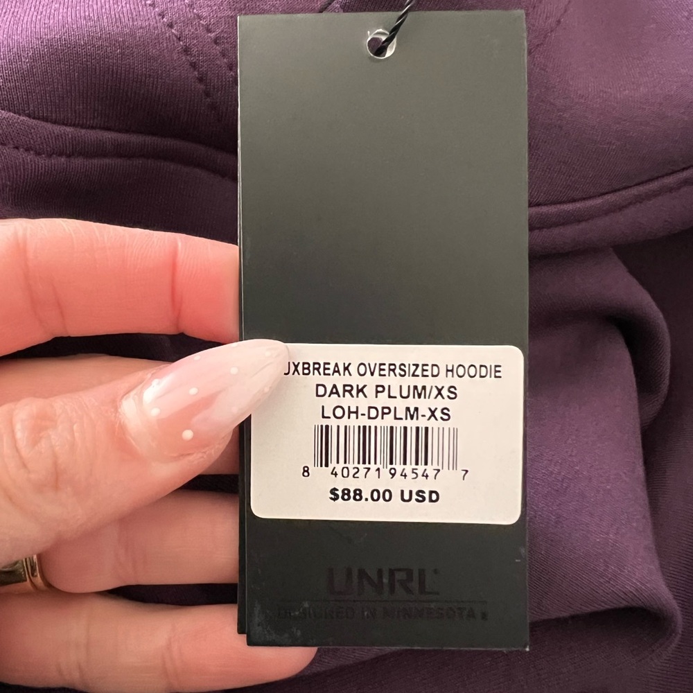 Luxbreak oversized women’s hoodie (dark plum) XS NWT - Picture 4 of 4